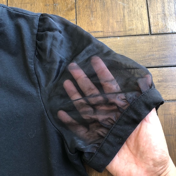 Madewell 2020 Black Sheer-Sleeve Knit Top size XS - Picture 5 of 9